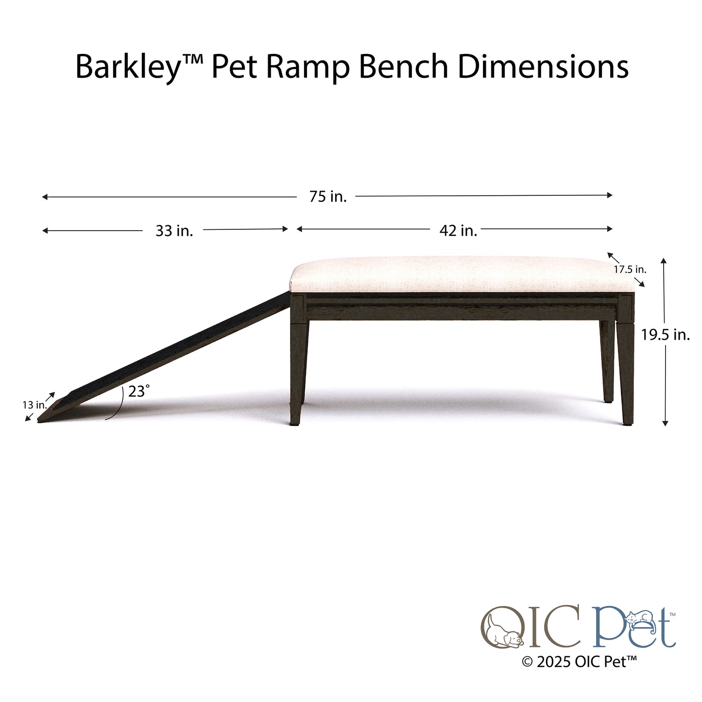 Barkley™ Pet Ramp Bench - Black Walnut