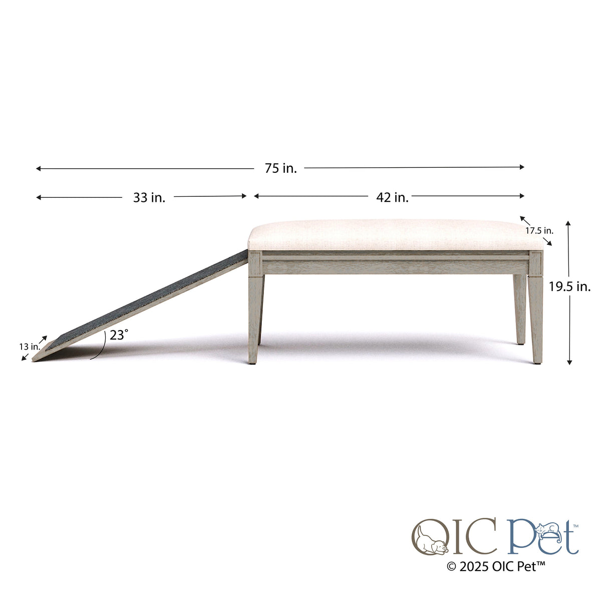 Wagsby canyon gray dog ramp bench dimensions diagram