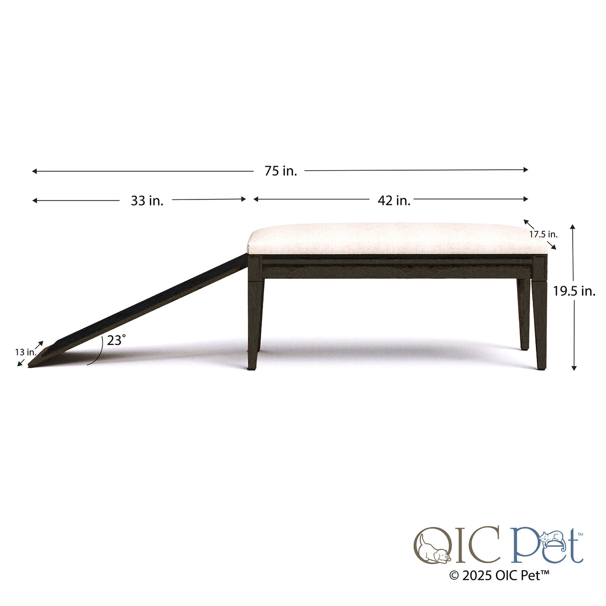 Wagsby™ Pet Ramp Bench - Black Walnut
