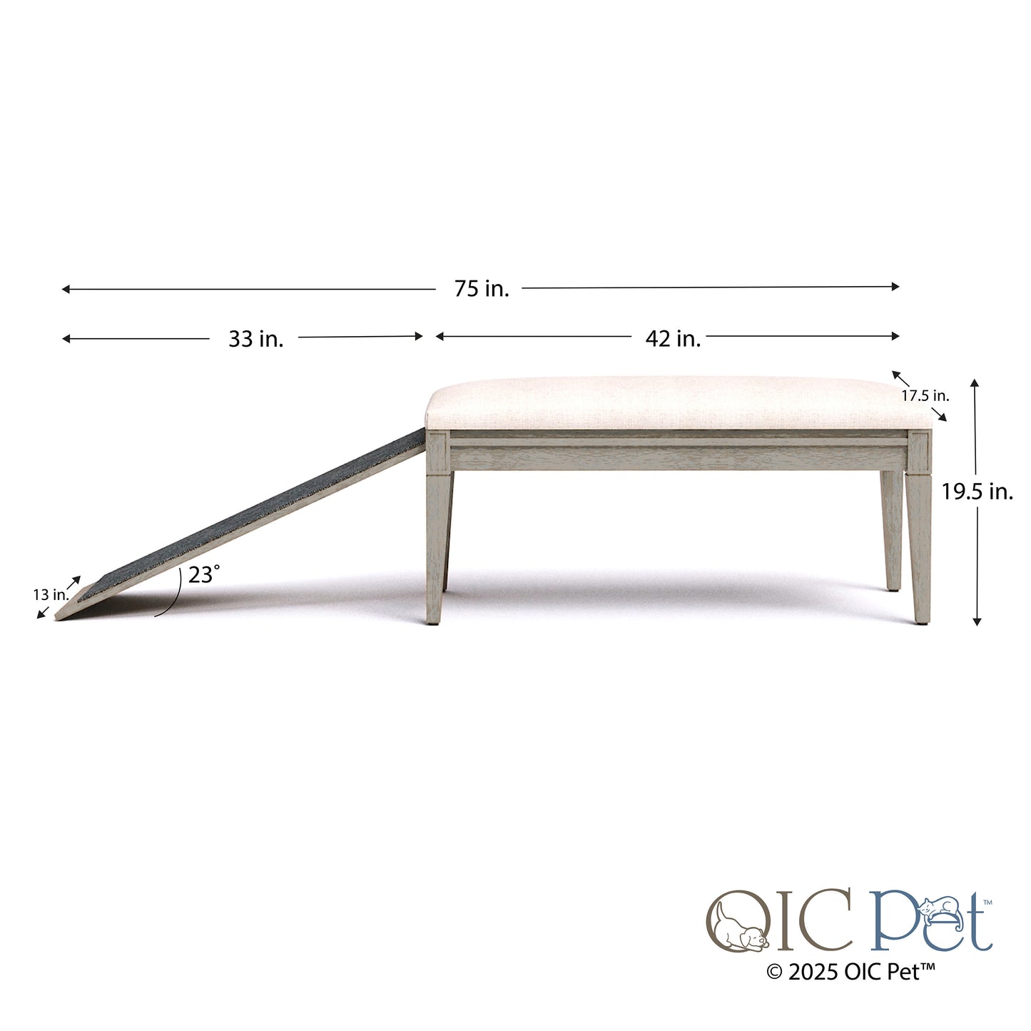 Wagsby™ Pet Ramp Bench - Canyon Gray